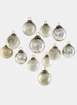 2.5in Round Matte & Shiny Vintage Glass Ornaments, Set of 12