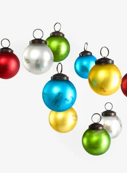2in Round Matt Multi-Color Glass Ball Ornament, Set of 12