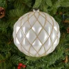 6in Round Pearl Gold Line Plastic Ornament