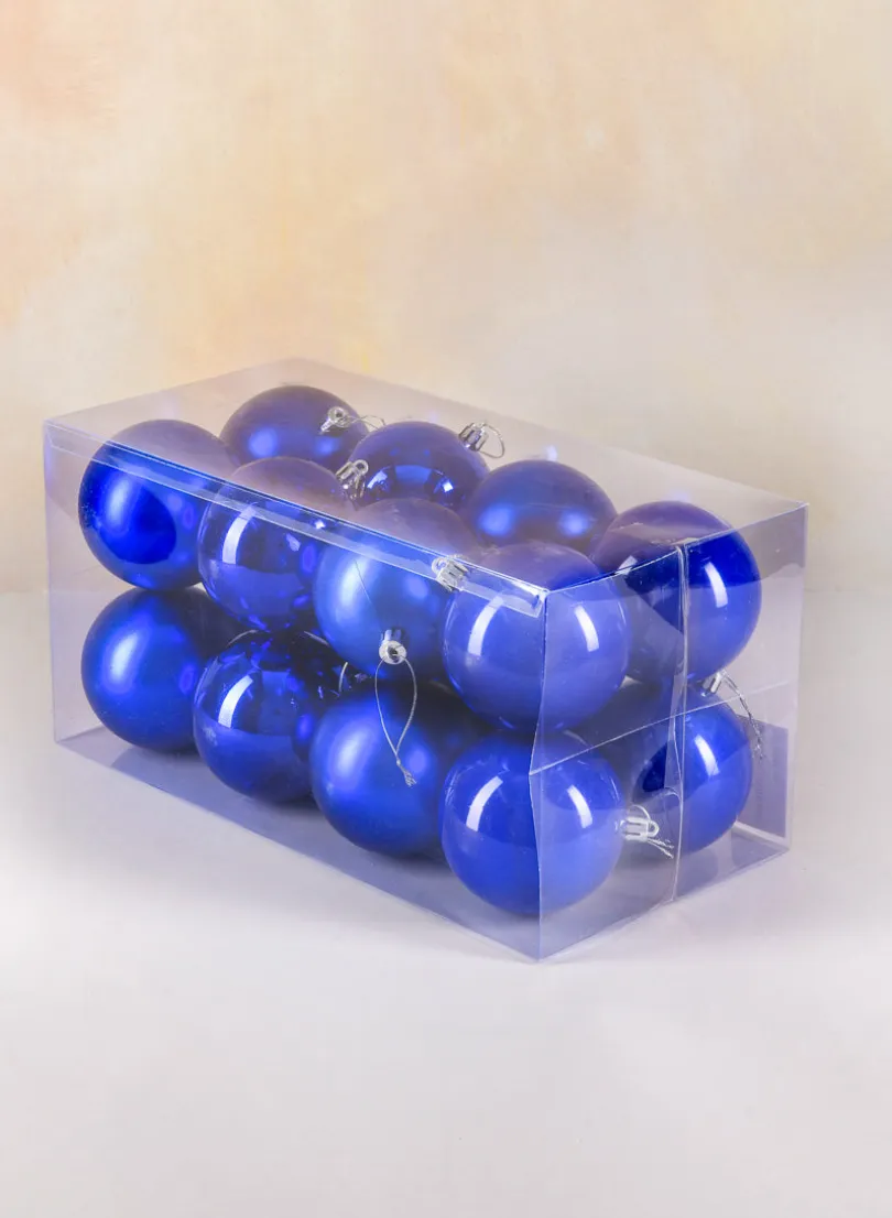 3in Round Pearl, Matte, Light & Shiny Blue Plastic Ornament Ball