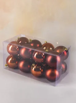 3in Round Pearl, Matte, Light & Shiny Copper Ornament Ball, Set of 16