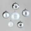 3in Round Pearl, Matte, Light, & Shiny Silver Ornament Plastic Ball, Set of 16