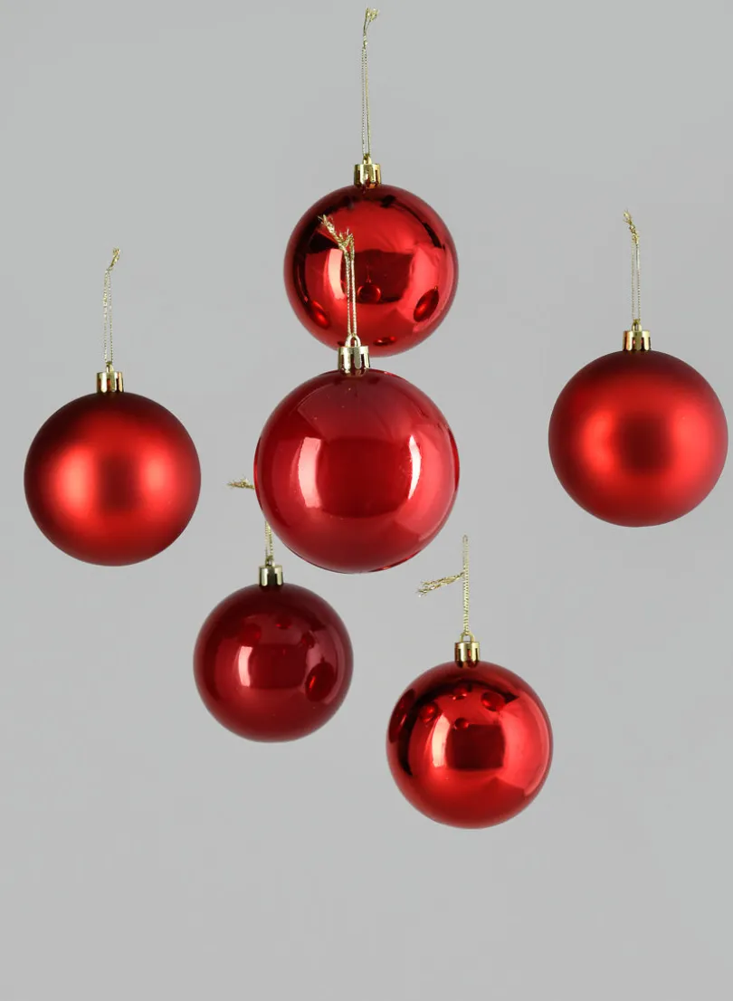 3in Round Pearl, Matte, Light, & Shiny Red Ornament Ball