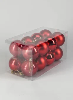 3in Round Pearl, Matte, Light, & Shiny Red Ornament Ball
