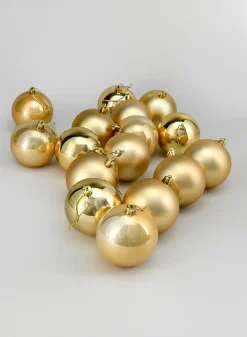 3in Round Pearl, Matte, Light, & Shiny Gold Plastic Ornament