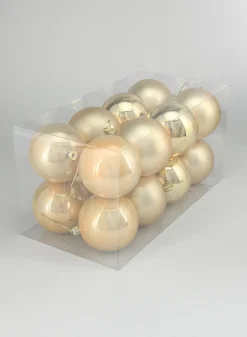 3in Round Pearl, Matte, Light, & Shiny Gold Plastic Ornament