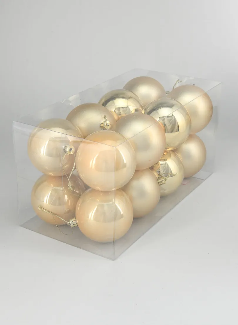 3in Round Pearl, Matte, Light, & Shiny Gold Plastic Ornament