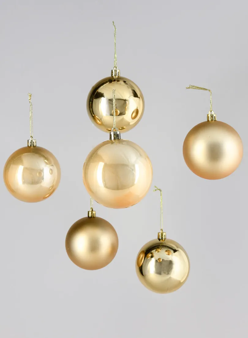 3in Round Pearl, Matte, Light, & Shiny Gold Plastic Ornament