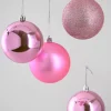 3in Round Pink Shiny / Matte / Glitter Plastic Ball (80mm), Set of 16