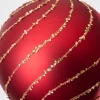 6in Round Plastic "Real Glass Look" Beaded Swirl Red Ornament