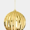 8in Round Plastic "Real Glass Look" Glitter Glazed Gold Ornament