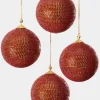 4in Round Red Full Rhinestone Beaded Ornament Ball