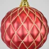 6in Round Red Gold Harlequin Plastic Ornament Ball