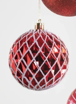 3in Round Red Luxe Ornament Collection, Set of 16