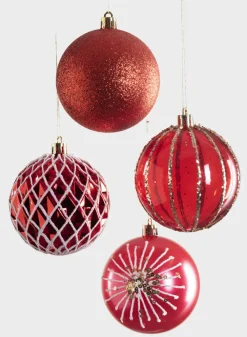 3in Round Red Luxe Ornament Collection, Set of 16