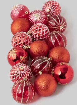 3in Round Red Luxe Ornament Collection, Set of 16