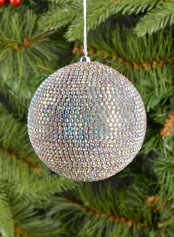 3.5in Round Shimmer Crystal Bead Plastic Ornament