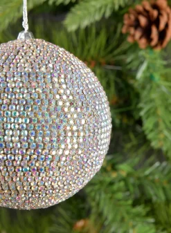 3.5in Round Shimmer Crystal Bead Plastic Ornament