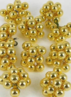 1in Round Shiny Gold Glass Balls on Picks (25mm), Set of 144