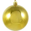 3 1/8in Round Shiny Gold Plastic Ornament Ball (80mm)