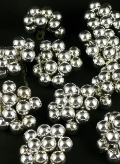 1in Round Shiny Silver Glass Balls on Picks (25mm), Set of 144