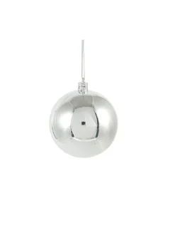 3 1/8in Round Shiny Silver Plastic Ornament Ball (80mm)