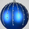 6in Round Silver Dust Lined Matte Blue Plastic Ornament Ball