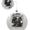4.75in Round Silver Mercury Glass Plastic Ornament Ball (120mm), Set of 2