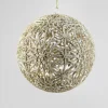 8in Round Snowflake Hollow Plastic Ball - Laser & Champagne Gold Glitter