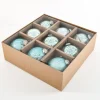 3in Round Teal Mix Glass Ornament Balls, Set of 9