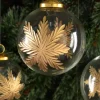 4in Round Zidane Gold Flake Clear Glass Ornament, Set of 4