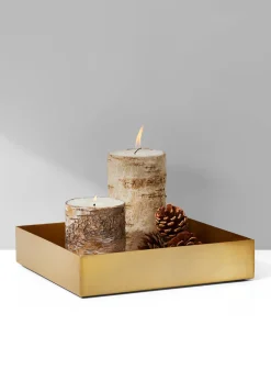9.5in Square Gold Metal Tray