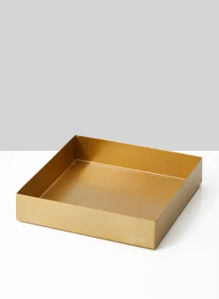 9.5in Square Gold Metal Tray
