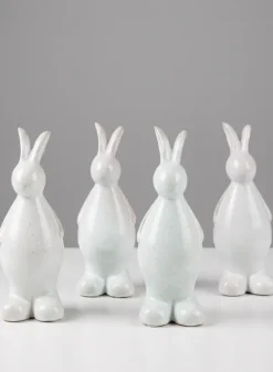 7.5in Tall Aged White Porcelain Rabbit, Set of 4