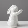 6.5in Tall Aged White Porcelain Rabbit, Set of 4
