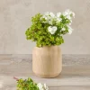 6in Tall Ajisai Natural Wood Look Ceramic Deco Vase