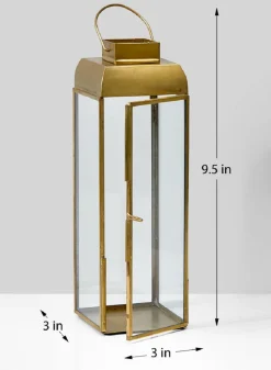 9.5in Tall Alazhar Square Gold Lantern