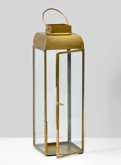 9.5in Tall Alazhar Square Gold Lantern