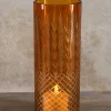 10in Tall Almira Palm Amber Cut Work Cylinder Glass Vase