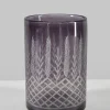 6in Tall Almira Palm Smoke Gray Cut Work Cylinder Glass Vase