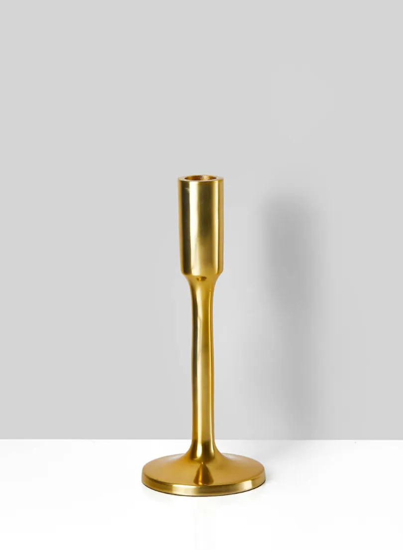 8.5in Tall Alsace Shiny Gold Candlestick