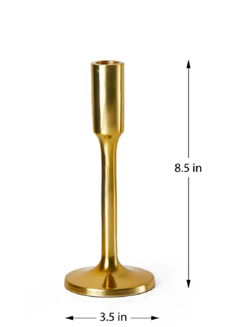 8.5in Tall Alsace Shiny Gold Candlestick