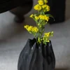 5in Tall Aluminum Cosmos Black Bark Look Mini Vase, Set of 2