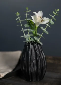 5in Tall Aluminum Cosmos Black Bark Look Mini Vase, Set of 2