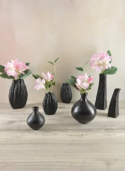 6.75in Tall Aluminum Cosmos Black Bark Look Vase