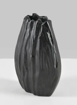 6.75in Tall Aluminum Cosmos Black Bark Look Vase