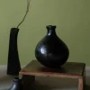 6in Tall Aluminum Eloise Black Rustic Gourd Vase