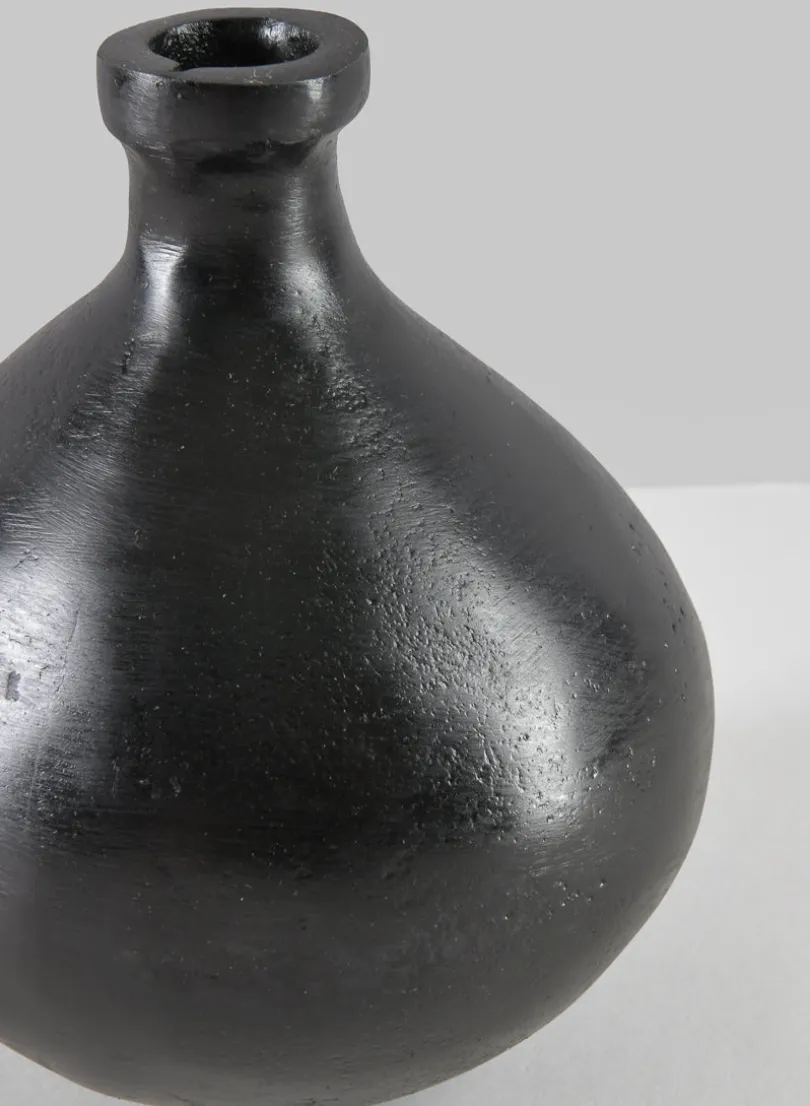 6in Tall Aluminum Eloise Black Rustic Gourd Vase