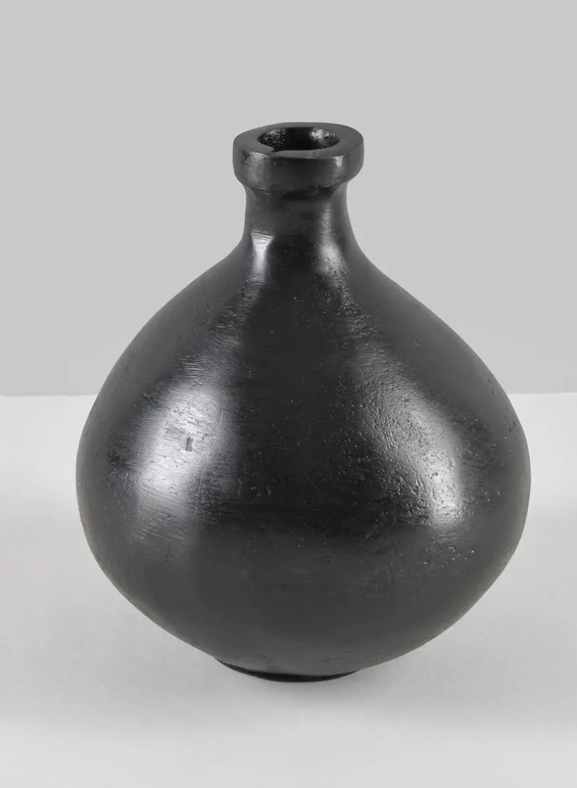 6in Tall Aluminum Eloise Black Rustic Gourd Vase