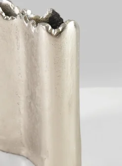 6in Tall Aluminum Elongated Iris Silver Tone Vase